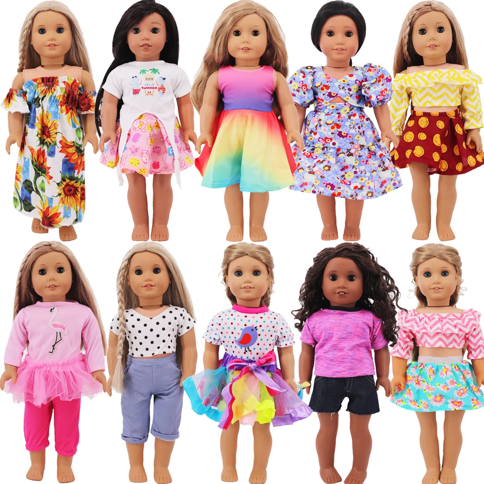 Šaty na odevy pre bábiky Kvetina/roztomilý vzor pre zvieratá pre 18 palcov American & Baby novorodenec 43 cm, naša generácia dievčenských odevov darčeky