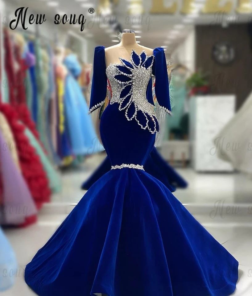 Šaty zamatových modrých plesov dlhé čierne dievčatá Formálne večerné šaty plus veľkosti svadobné šaty aso eBi plus veľkosť Prispôsobte si šaty