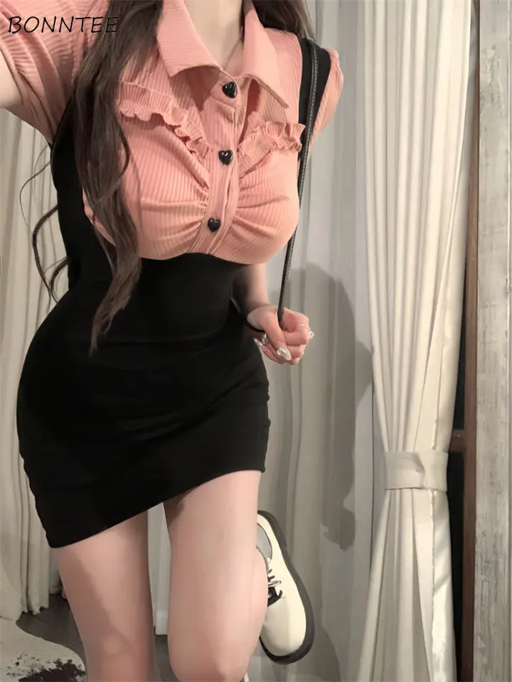 Šaty ženy falošné dve kusy štíhle patchwork sexy módne streetwear letné sviatky roztomilý obojok očarujúci denný denný populárny