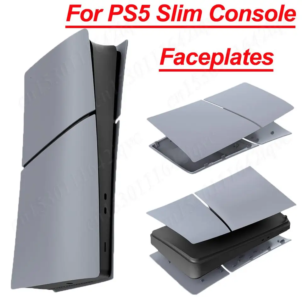 Šedá náhradná náhradné čelné dosky pre PS5 Slim Console ABS Tvrdý kryt pokožky PS5 Slim Disc/Digital Edition Console