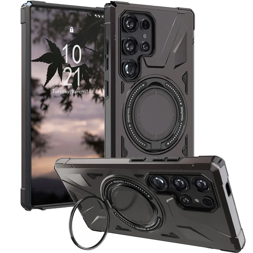 Šedá pre Samsung Galaxy S24 S24+ S24 Plus S24 Ultra 5G Puzdro pre telefón Shock odolný voči drsným kruhovým krytom Kick naták