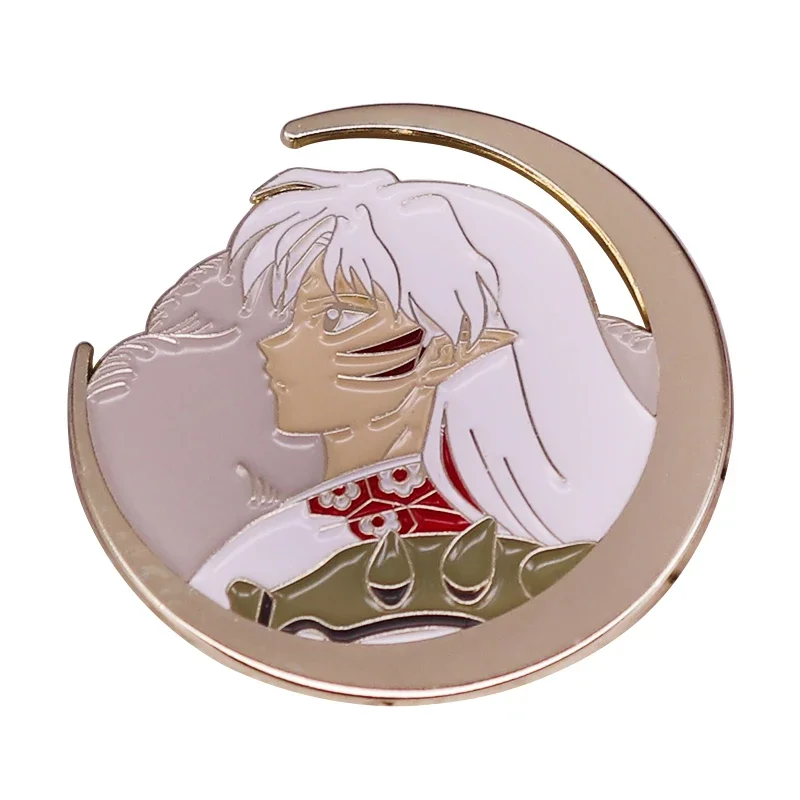 Šedá vlasy Sesshomar-brooch tvrdý smalt Pin klasický japonský manga anime znak odznak šperky
