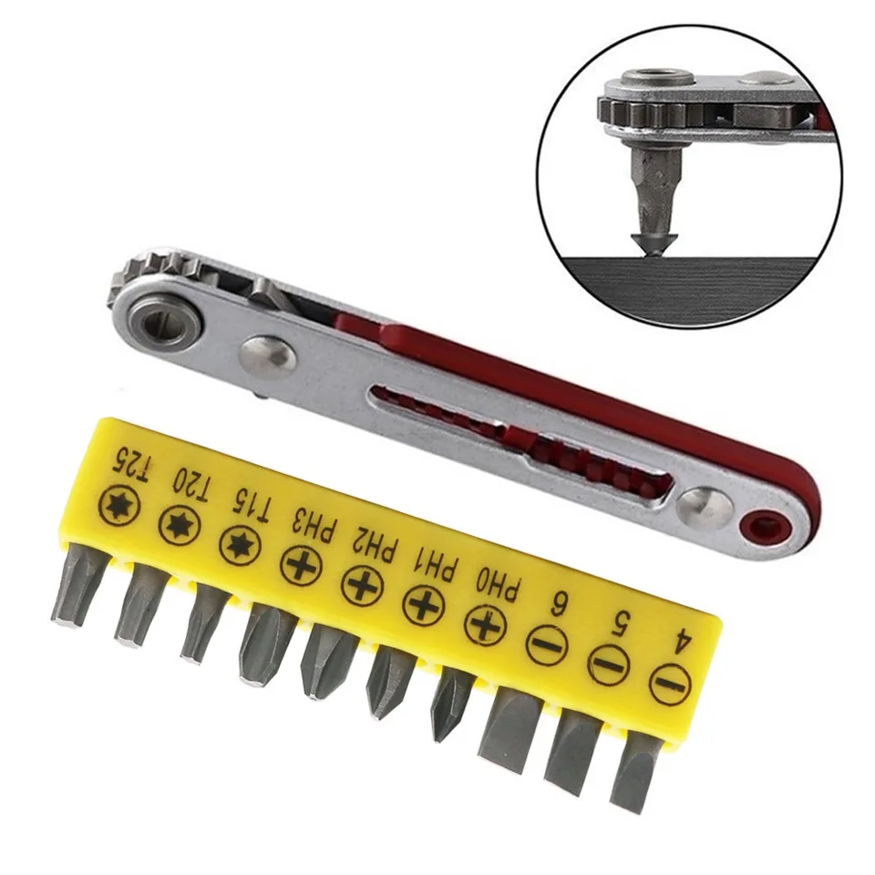 Šesťuholníkový račňový spanner 1/4 palca Mini ratchetový kľúč skrutkovača s náradím na opravu ruky s skrutkovačom.