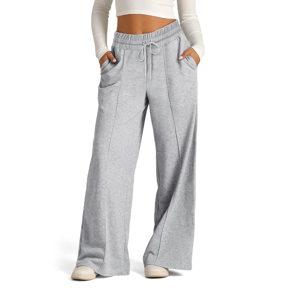 Široké nohavice na nohavice pre dámske fleece lemované tepláky rovné nohavice spodná spodná zdatná fitnes joggers