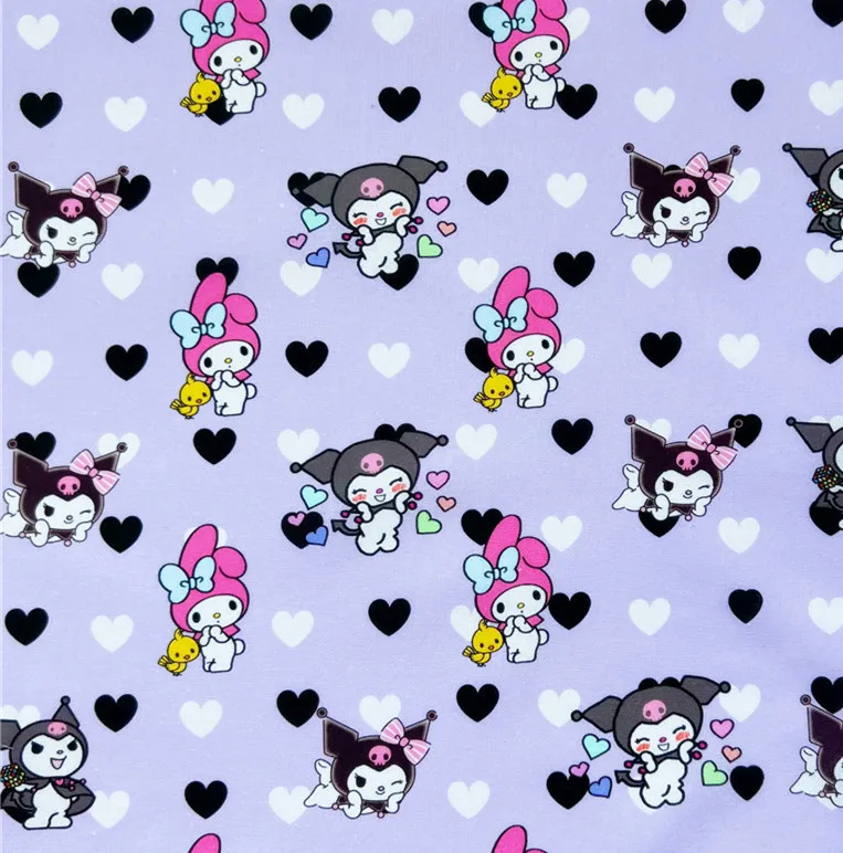 široký 1110 cm sanrio kuromi melódia bavlnená tlač prešívané tkanina DIY Vyšívanie obyčajný materiál