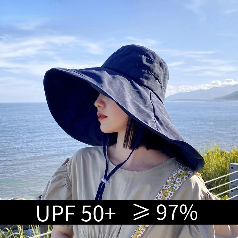 Široký okraj UPF 50+ Sun Hat Women Anti-UV Ochrana turistika Rybár Cap Zloží letná pevná plážová klobúk 2024