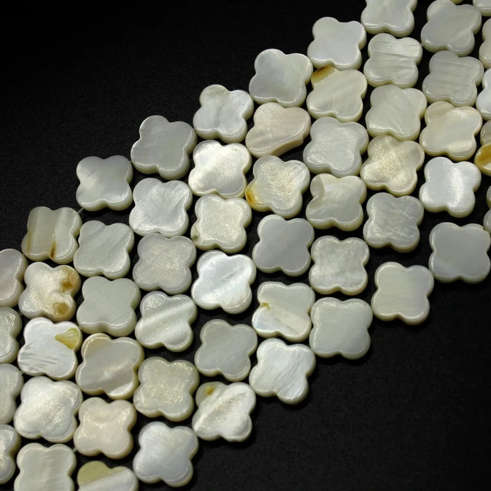 Škrupina Clover Bead Wholeasale 2strands 8-12 mm originálna mopová škrupina, lastúrnička na lastúre Florial biela čierna žltá ružová červená červená šperky b