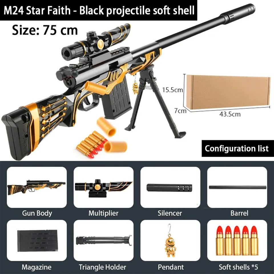 Škrupinová ejekcia Soft Gulet Sniper Gun Rifle Foam Penné šípky blaster hračky pre chlapcov pre deti dospelí