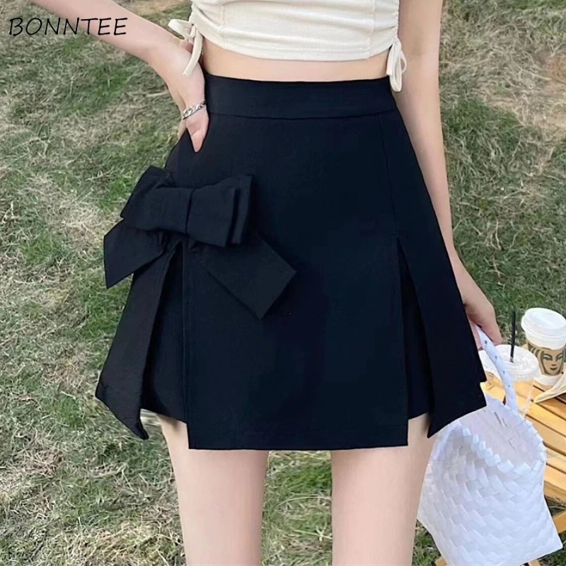Šortky Ženy dospievajúce luk čierny kawaii lsieure s vysokým pásom dizajn Mujer College Korean Trend Trend Trendy Nepravidelné летние elegantné krásne krásne