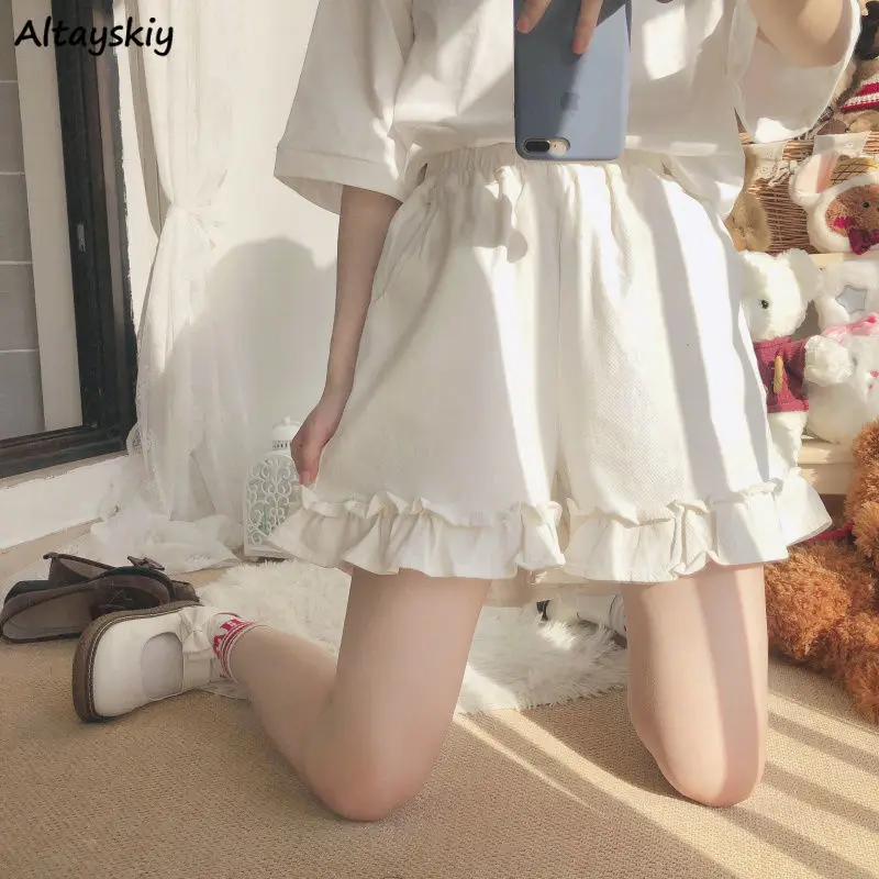 Šortky Ženy Kawaii High Pase Sladké dievčatá Dievčatá uvoľnené ležérne biele roztomilé elegantné elegantné Krásne kórejský štýl All-Match Female Letné leto