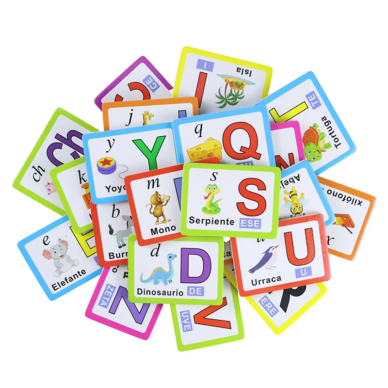 Španielska abeceda Montessori 3D skladacia doska na písanie detských hračiek Cartoon Jigsaw Games Early Learning Vzdelávacia hračka pre deti