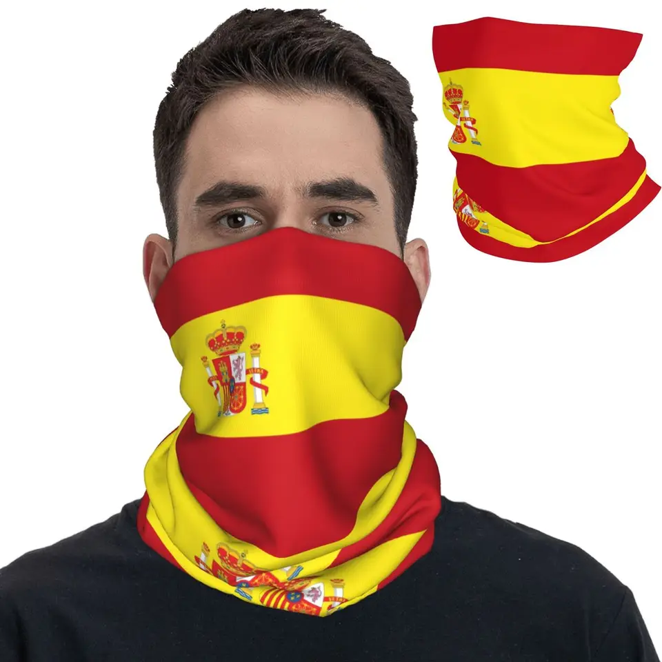 Španielska národná vlajka bandana krk gaiter tlačená maska ​​Balaclavas Maska šál teplý čelenka rybolov pre mužov