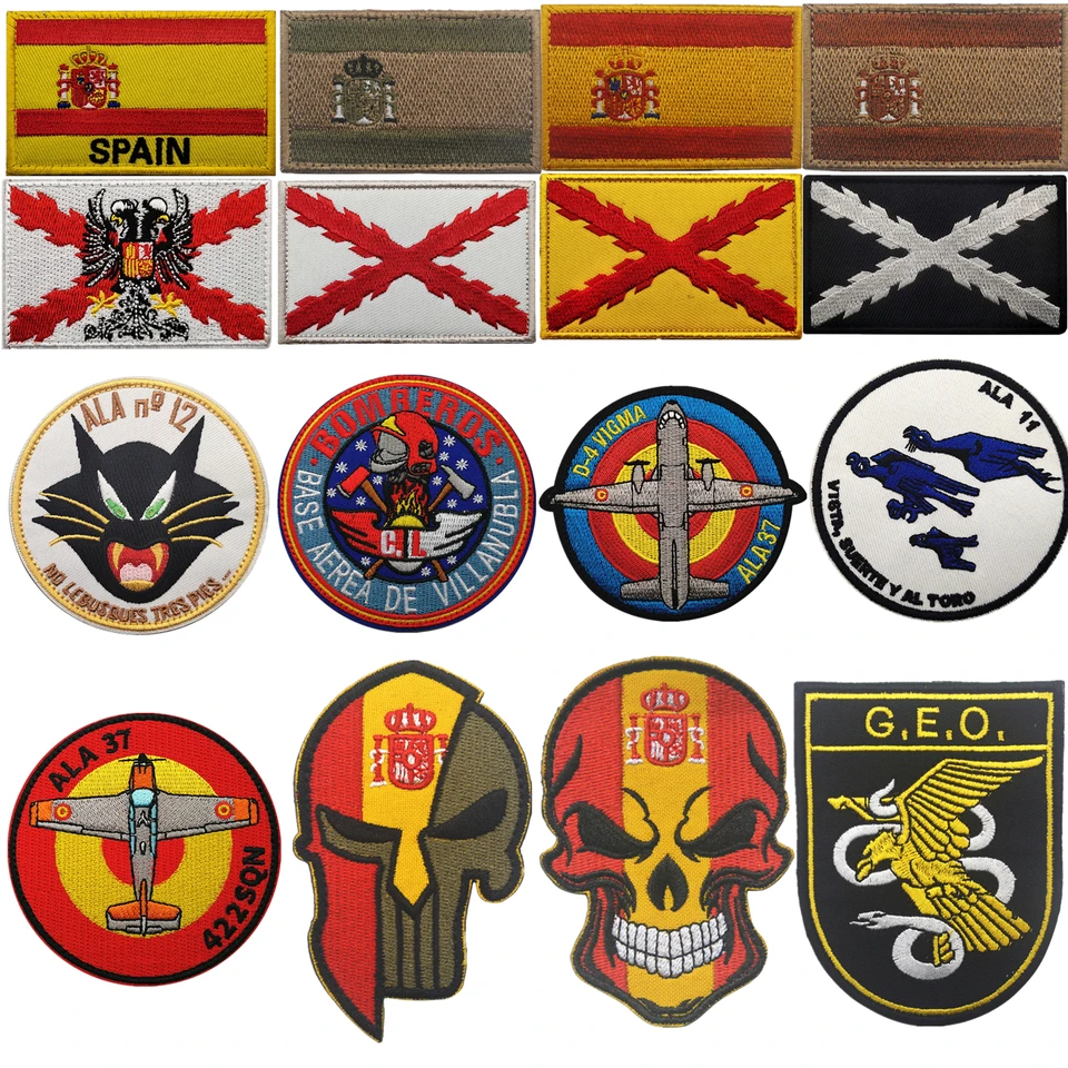 Španielska patch geo výšivka reflexná PVC Tactical Badge Outdoor Special Ops Špeciálne vojenské príslušenstvo výšivka výšivok