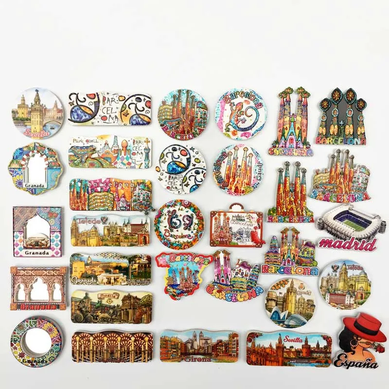Španielsko Madrid Magnety Magnety kreatívny turista Souvenir Barcelona Toledo Magnetic chladničky Zbierka Darčeky