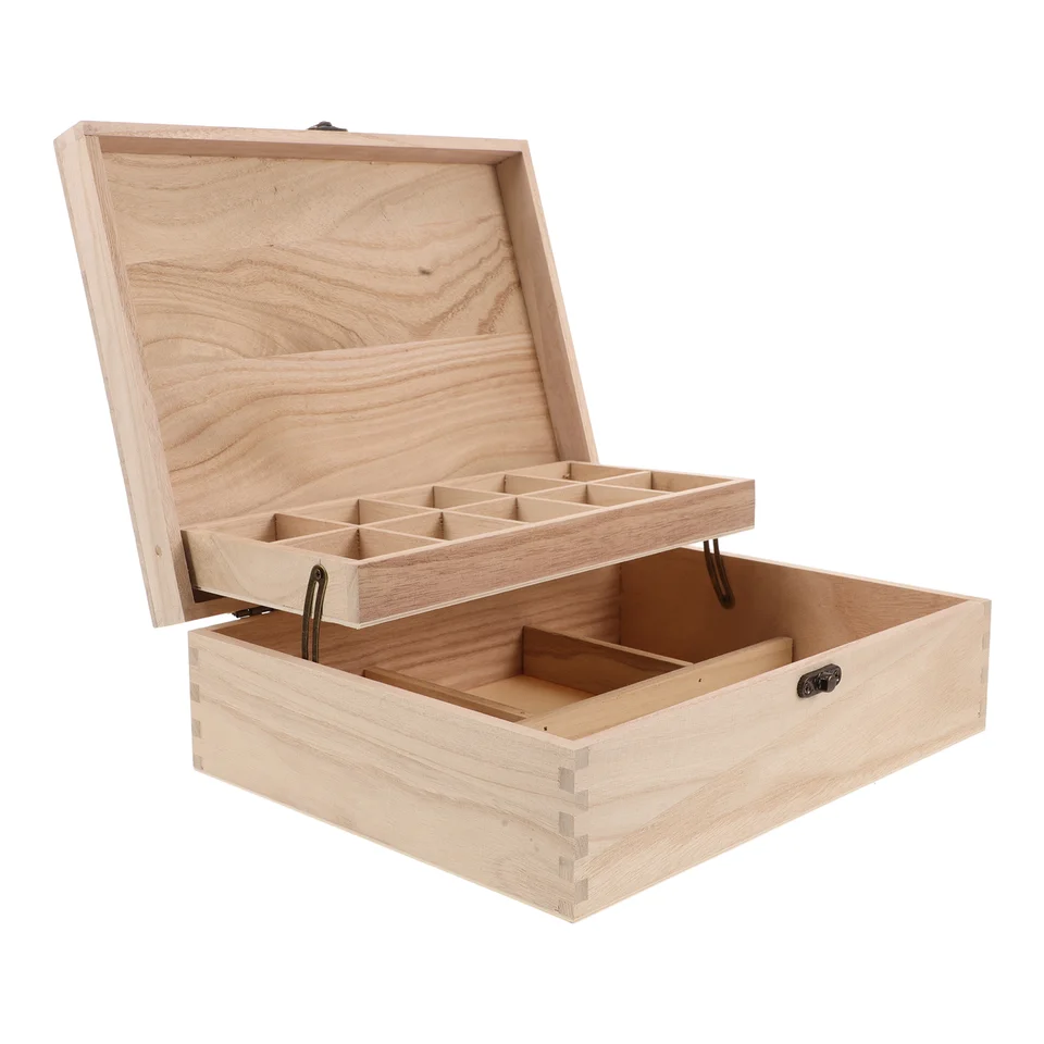 Šperky Drevené škatuľu DIY Drevené šperky s krabičkou s uzamykacou sponou Rustikálna šperky Box náušnice šperky pre domácich majstrov pre domácich majstrov