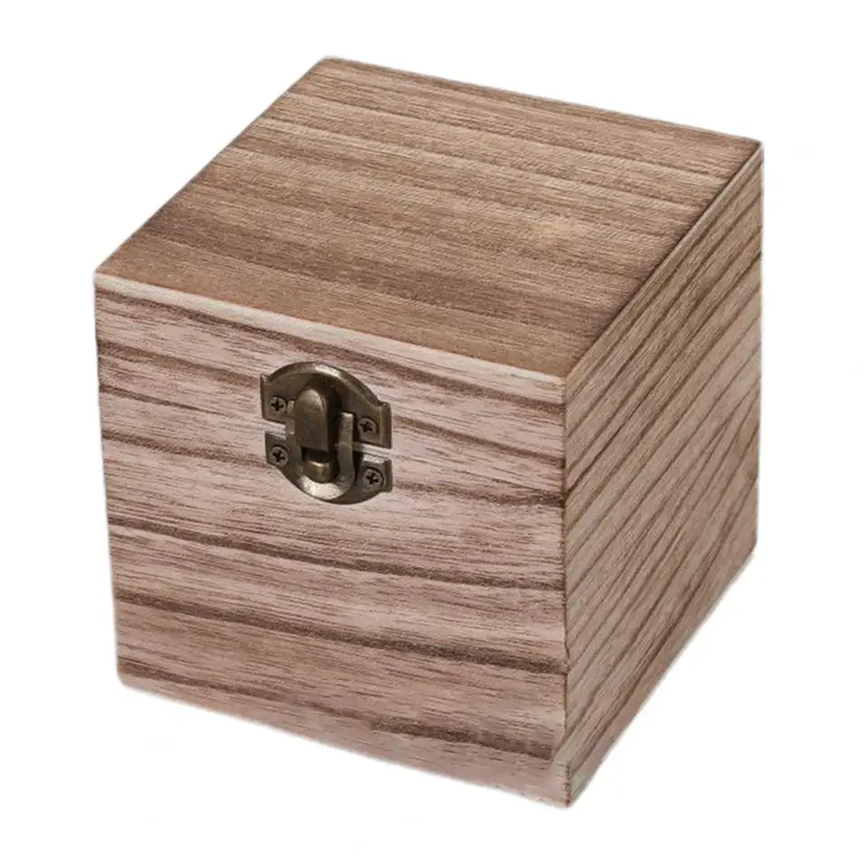 Šperky držiak retro štýl Clamshell Design Square Square Wooden Vintage Storage Storage Box