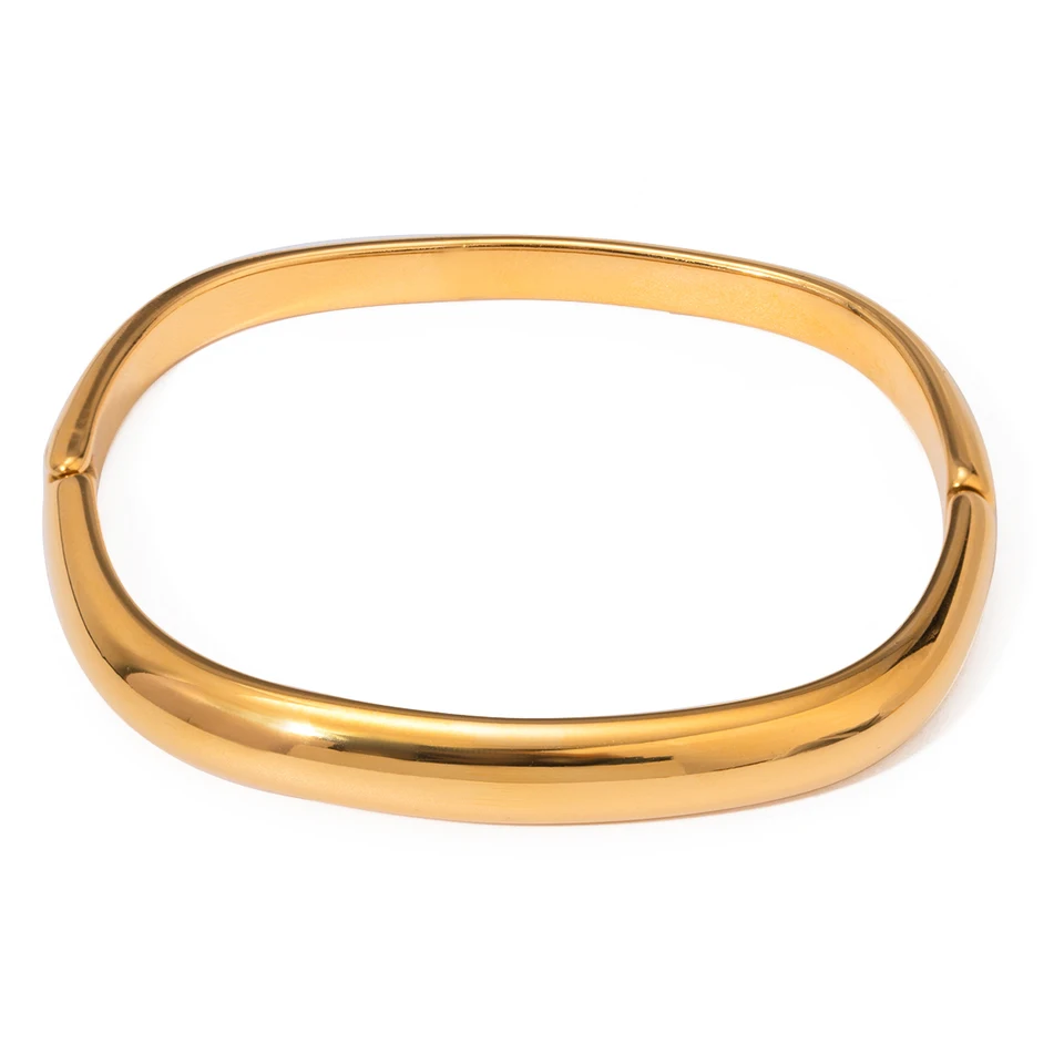 Šperky jednoduché hladké lesklé spona štvorcový starožitný náramok Rust Proof z nehrdzavejúcej ocele Light Bangle Dámske večierky šperky