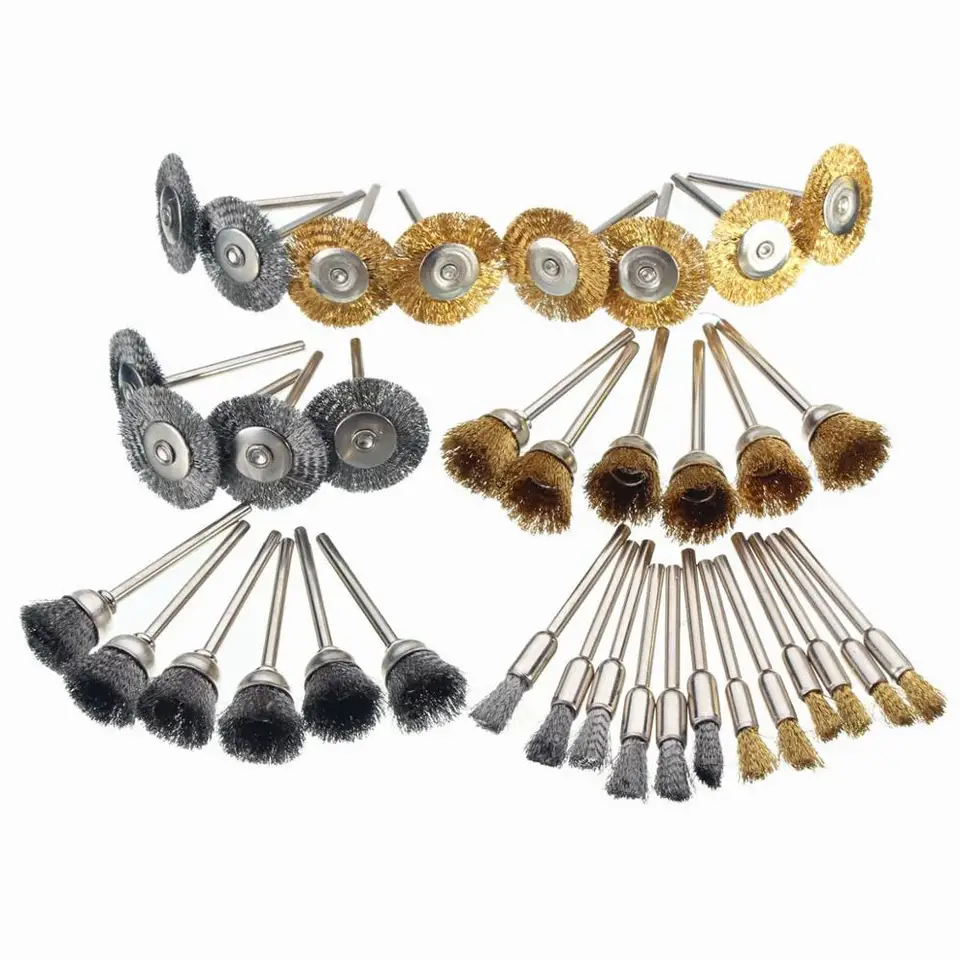 šperky náradie 36ks oceľové mosadzné drôtené kefy na drôty nalievacie kefy na vyvrcholenie Bit Bit Tools Grinding Zváranie leštiace šálky Dremel Rotary