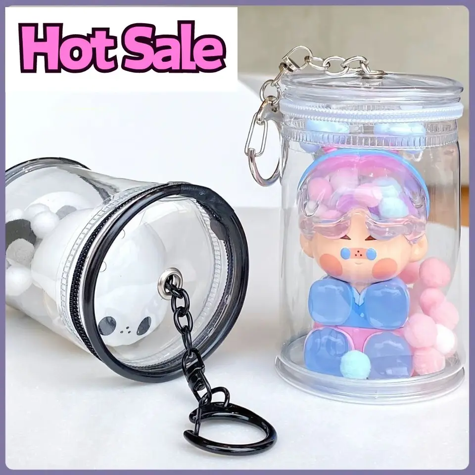 Šperky organizátor priehľadné úložné boxy puzdro Mystery Box Keychain tašku skladovanie puzdro zahusťuje peňaženka roztomilé taška na bábiky Organizácia