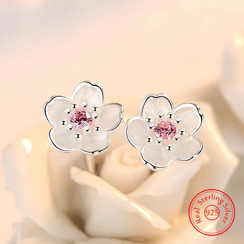 Šperky Real 925 Sterling Silver Crystal Jewelry nové kvetinové náušnice pre ženy Lady
