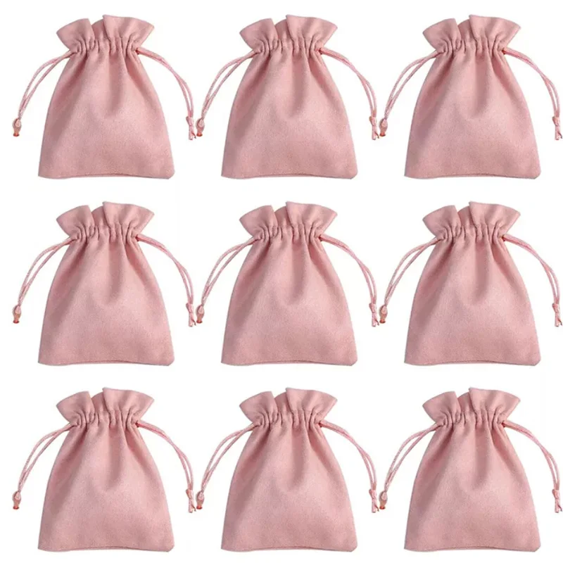 Šperky ružové flanelové darčekové tašky 7x9cm 9x12cm 10x15cm Party Candy Velvet saténové saténové obalové puzdro Vlastné logo Sukové vrece vrece vrece