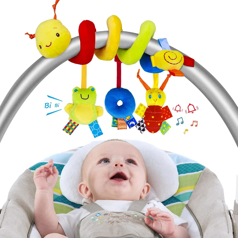 Špirálové kočík hračky novorodenecký plyšový plyšový závesné dieťa mäkké hrkálka senzory hračky postieľky mobilný bassinet pre deti chlapci dievčatá ideálne darčeky