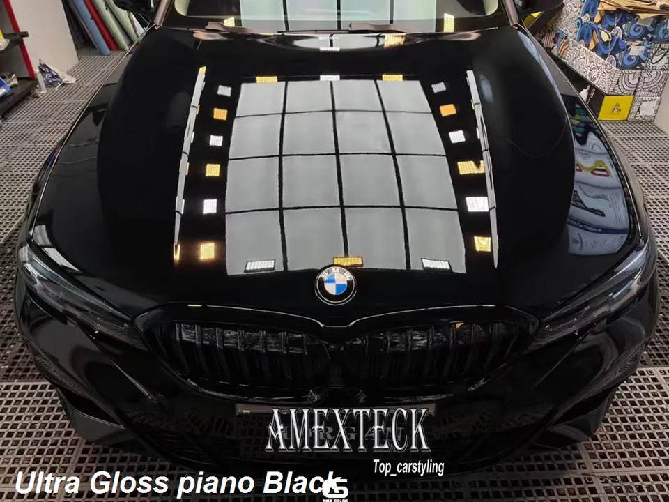 Špičková kvalita Super lesklý lesklý klavír Klavír Black Car Wrap Vinyl Film Vozidlo pokrývajúca fóliu Vzduch Uvoľnite počiatočné lepidlo na nízku hranicu.1.52x18m