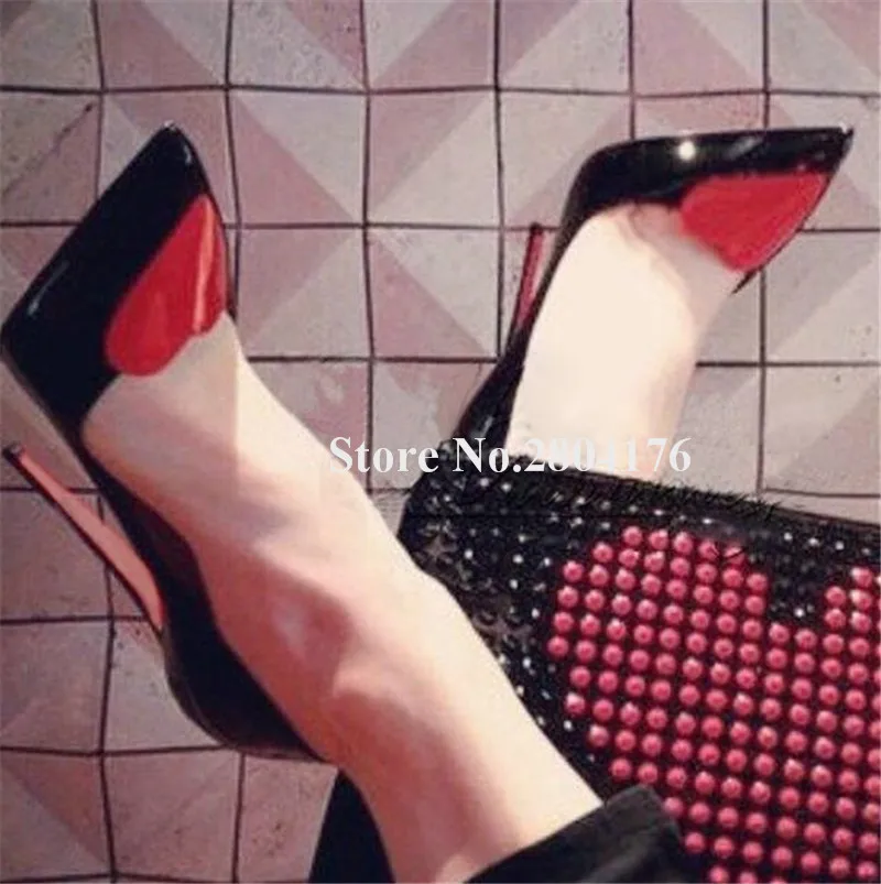 Špičková značka Point Toe Red Heart Printed Tiletto päty päty 8 cm 10 cm 12 cm biele čierne vysoké podpätky Svadobné šaty obuv veľká veľkosť