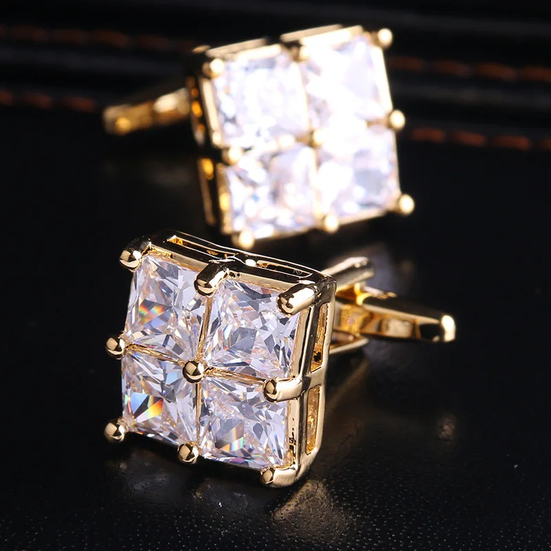 Špičkové francúzske košele CuffLinks Pánske luxusné kamienok zirkón zirkonové manžety