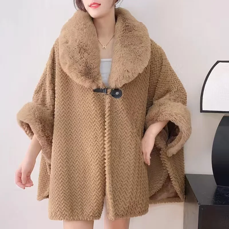 Špičkové veľké kožušinové obojky šatky dámska dámska plyšová thicke teplá parka stredná dĺžka voľných šaty šaty šaty