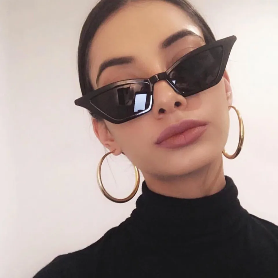 Špičkové ženy Malý rámec Vintage Cat Eye Slnečné okuliare UV400 Slnečné odtiene sklá skla Street Street Trends Trends Slnečné okuliare Veľkoobchod