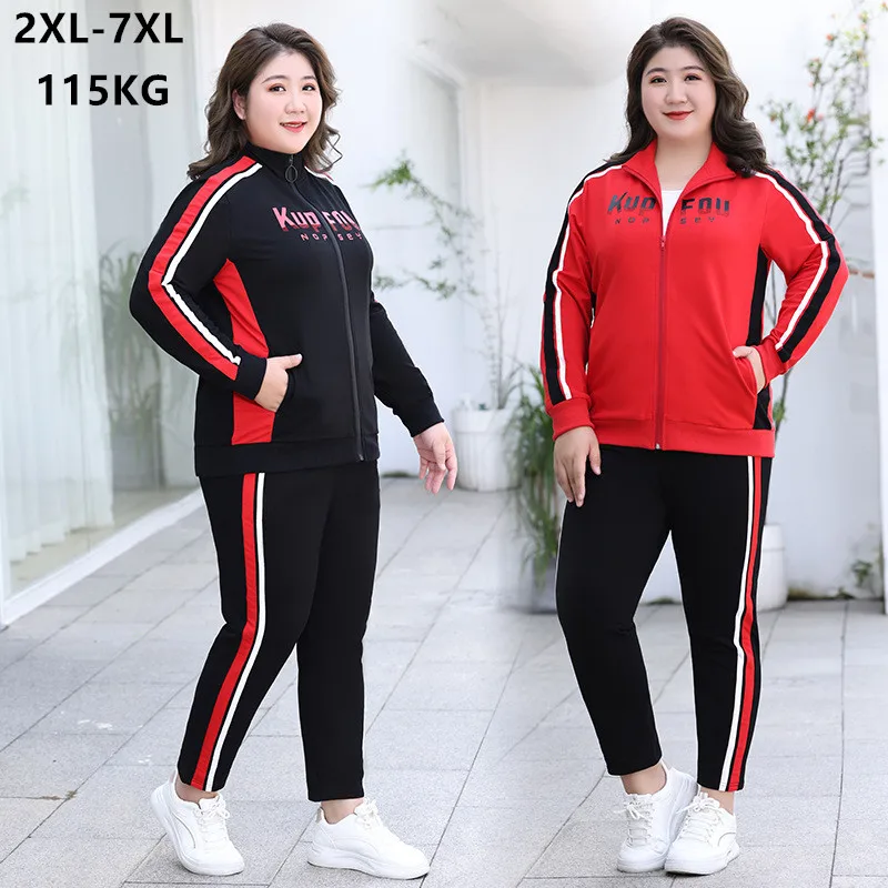 Športové elegantné dámske súpravy 2 kusy plus veľkosť 100 kg 7xl 6xl 5xl outfit ženské kabáty nohavice