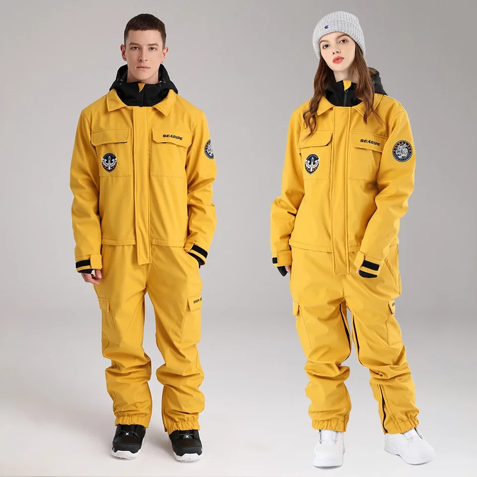 Športové kapucňové ženy Jeden kus snehu Snowsuits vodotesné muži snowboardové kombinézy Mountain Coterminózne lyžovanie kombinézy alpské trackovacie súpravy