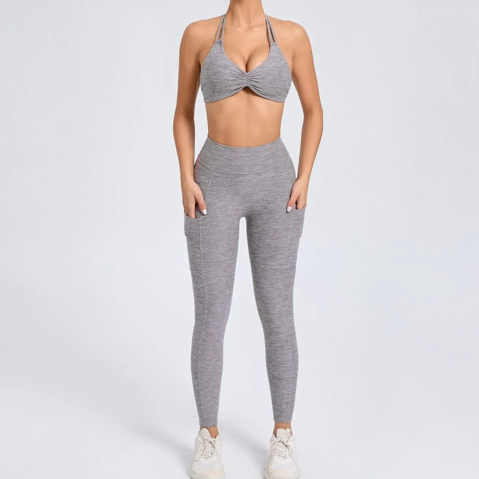 Športové oblečenie pre ženy push up telocvičňa set žien športové oblečenie 2024 ropa de jogy oblečenie športové podprsenky leggings súprava šedá zelená ružová modrá