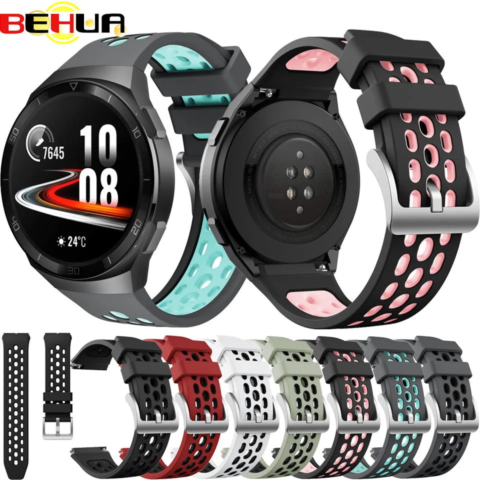 Športové silikónové hodinky remienok pre Huawei Watch GT 2E GT 2 E Originálne náhradné hodinky Smartwatch Band Rakrapband 22 mm náramkový pás