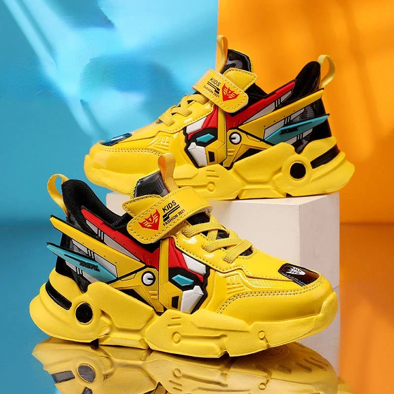 Športové topánky Bandai Anime Boys Soft Sole Sole Witerproof Leather Mecha Transformers topánky veľké detské bežecké topánky