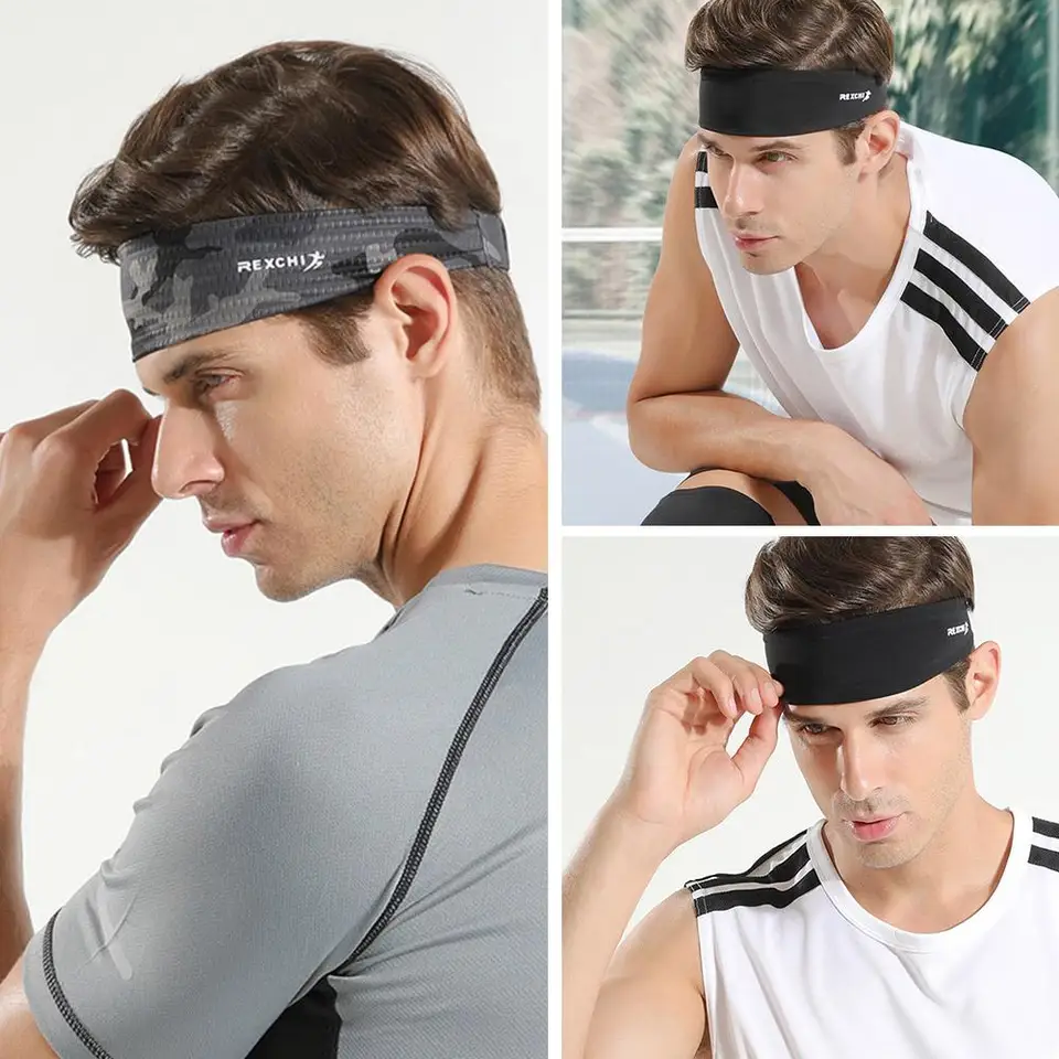 Športové čelenky pre mužov Ženy 1pc nekĺzajúca vlhkosť Wicking Wicking Workout Sweat Fitness Beh Cycling Football Yoga Hairba B1x0