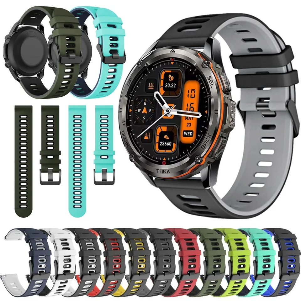 Športový gumový remienok pre Kospet Tank T3 Ultra Swim Silikone Soft WatchBand 22 mm pre tank T3 Ultra Belt Repart Accessorie