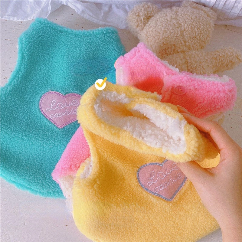 Šteniatka zmrzliny jahňacie fleece kabát Jeseň a zimná makarónová vesta Bears Teddy Schnabel plus fleece zahustená vesta domáce zvieratá oblečenie