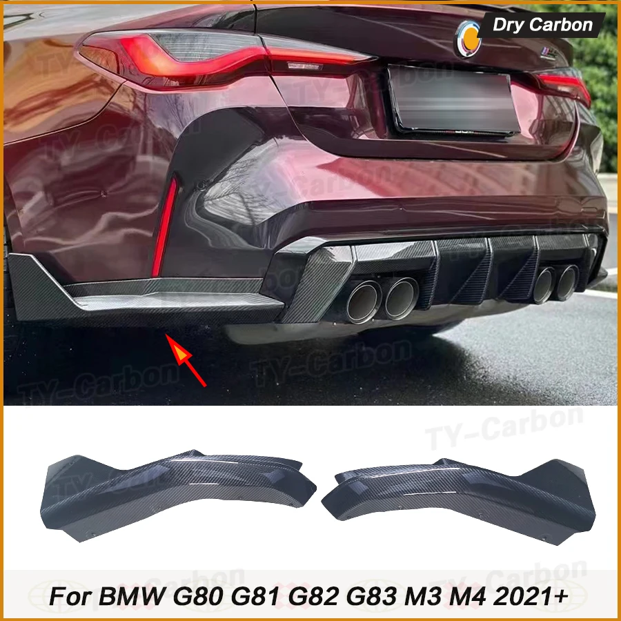 Štiepky zadného nárazníka Flaps Flaps pre BMW G80 G81 G82 G83 M3 M4 2021UP Suché uhlíkové vlákno zadné difúzor PIP WINGLETY STYLE