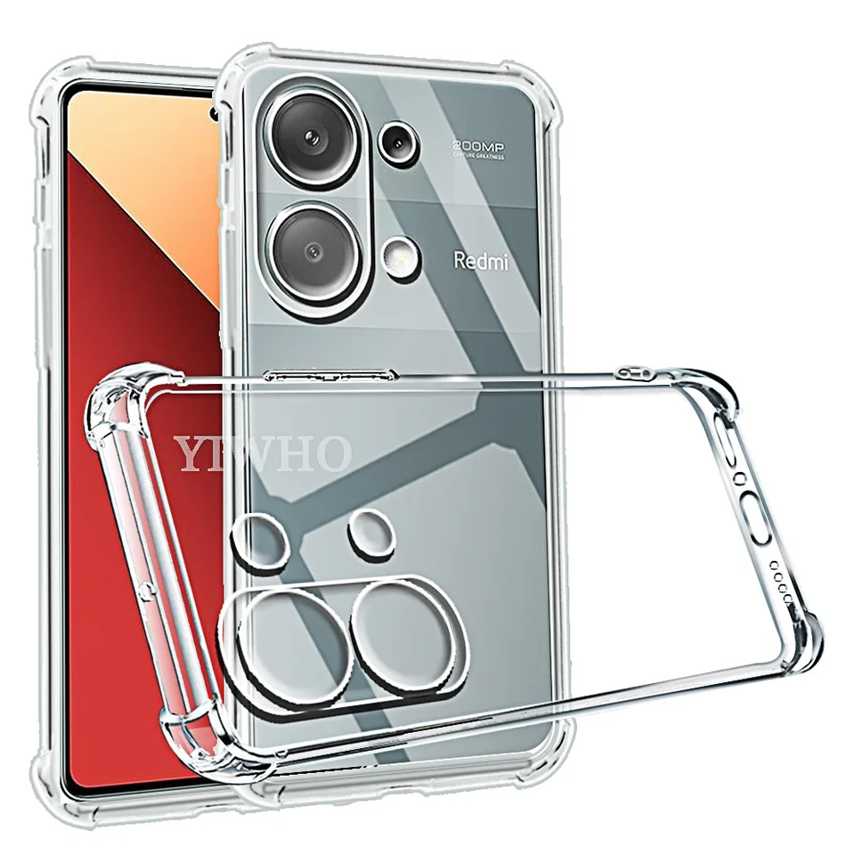 Štrajkovaný puzdro pre telefón pre Xiaomi Redmi Poznámka 13 Pro 4G 12 Pro Plus 5G Transparentné číry silikónový nárazník Soft TPU Zadný kryt TPU