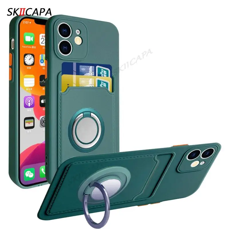 Štrbina slotu na kartu s kartónom pre iPhone pre iPhone 14 13 Pro Max 12 Mini 11 Pro x XS Max 7 8 Plus plus plusová farba Magnetický kryt držiaka krúžku