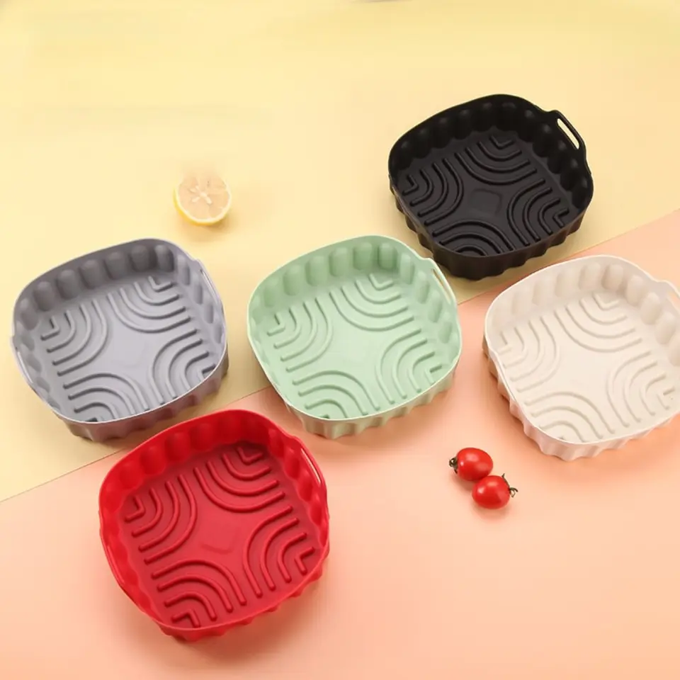 Štvorcový silikónový vzduchový fritéza vložky Viacfarebné potravinové rúry Non-stick 7/8 palcový vzduchový fritér