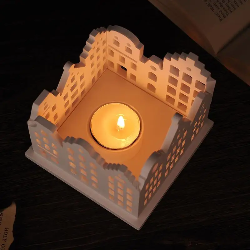 Štyri kusové dutiny Domov držiak na sviečky Square Square Plug-in Silikone Folmy DIY Sadrová sviečka Ozdob