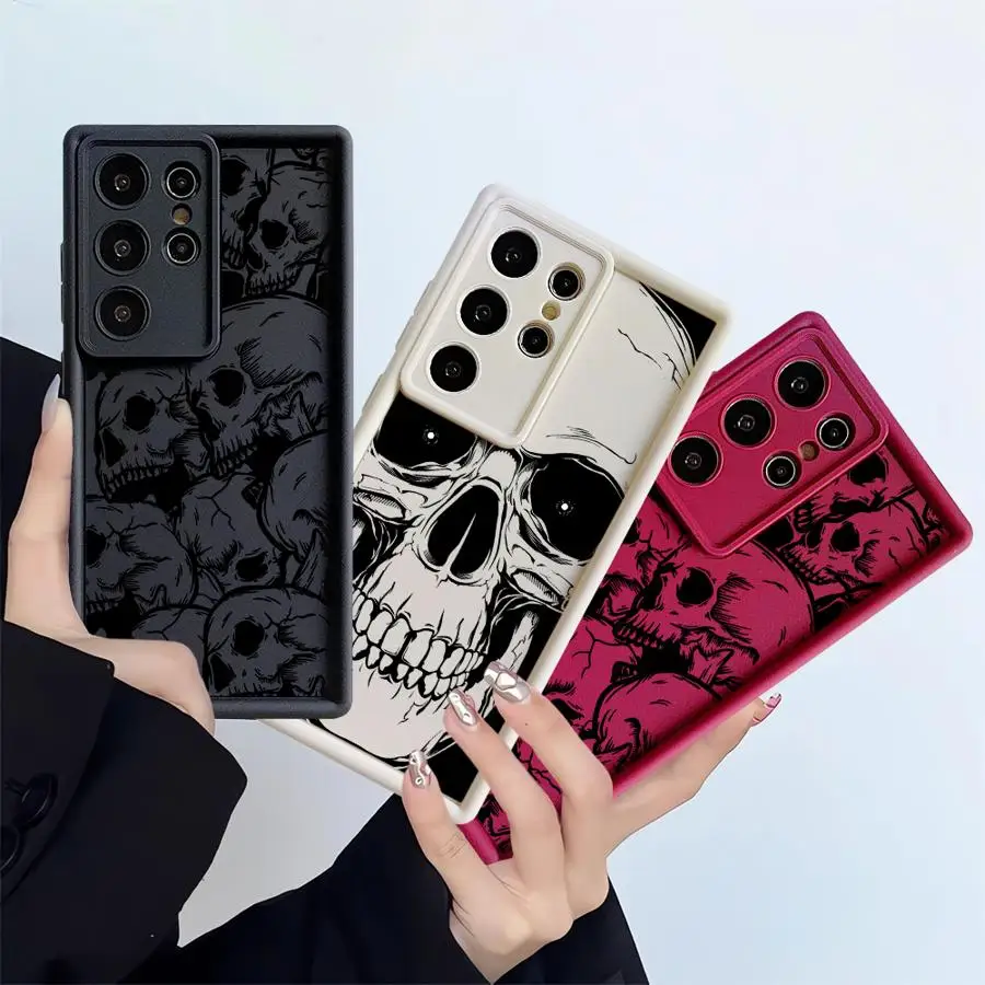 Štyri strašidelné vzory lebky Silikónový telefón pre Samsung Galaxy S24 Ultra S23 S20 S21 Plus S22 Ultra S20 Fe Soft Back Cover