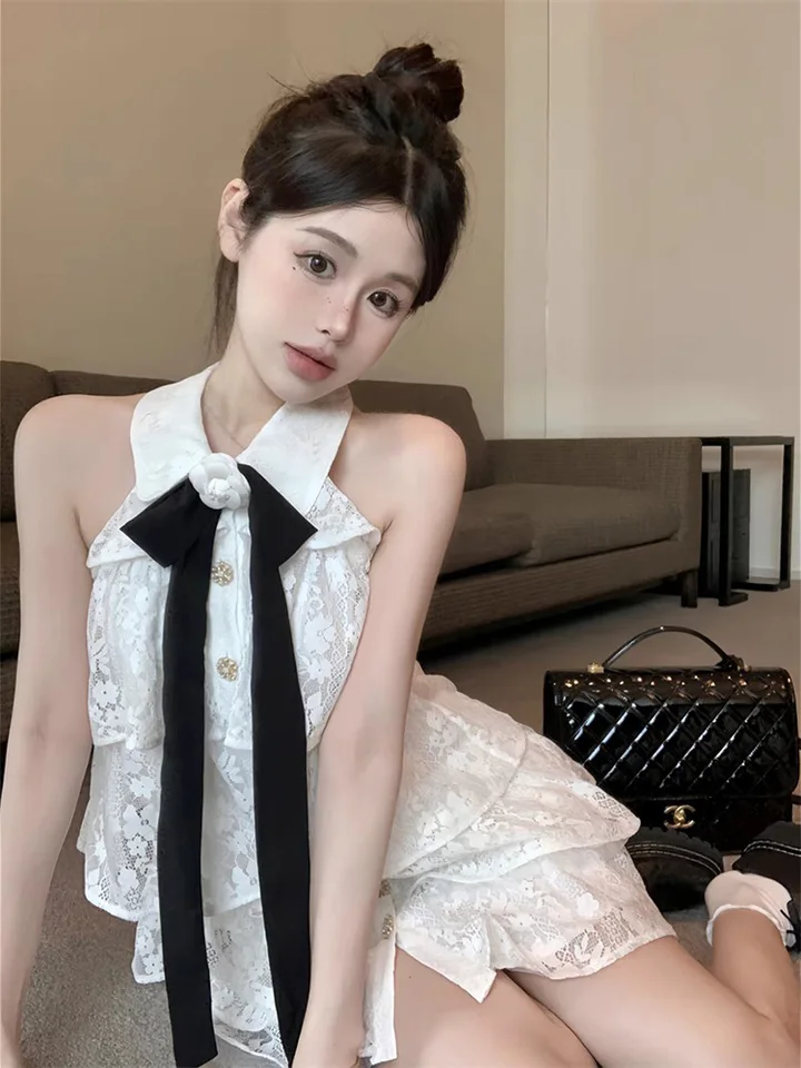 Štíhle fit sexy bez rukávov biele torty šaty mini dámske princezné čipky šaty rúcho femme rufovateľ Vestidos elegantes mujer nový luk