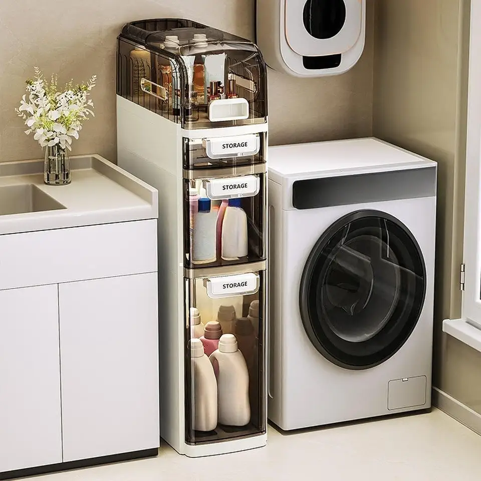 Štíhle kúpeľňové skladovacie skrinky 4 úroveň ľahký pohyb pre malý priestor pre papier pre domácu obývaciu izbu Kúpeľňa spálňový apartmán