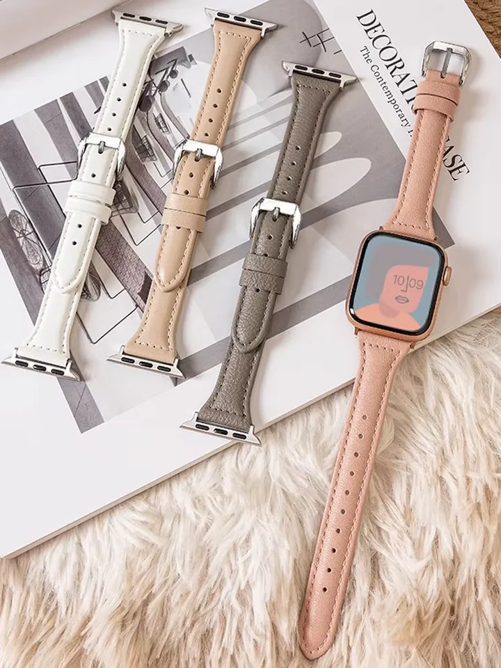 Štíhly kožený remienok pre Apple Watch Series 10 42/46 mm 9 8 7 41 mm 45 mm pás 38/42 mm ultra 49 mm náramok Iwatch SE 6 5 4 3 40/44 mm
