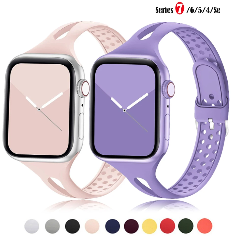 Štíhly popruh pre Apple Watch Band 44 mm 40 mm 42 mm 38 mm Silikone Watchband Correa Catracelet pre IWatch Series 7 6 5 4 3 SE 45 mm 41 mm