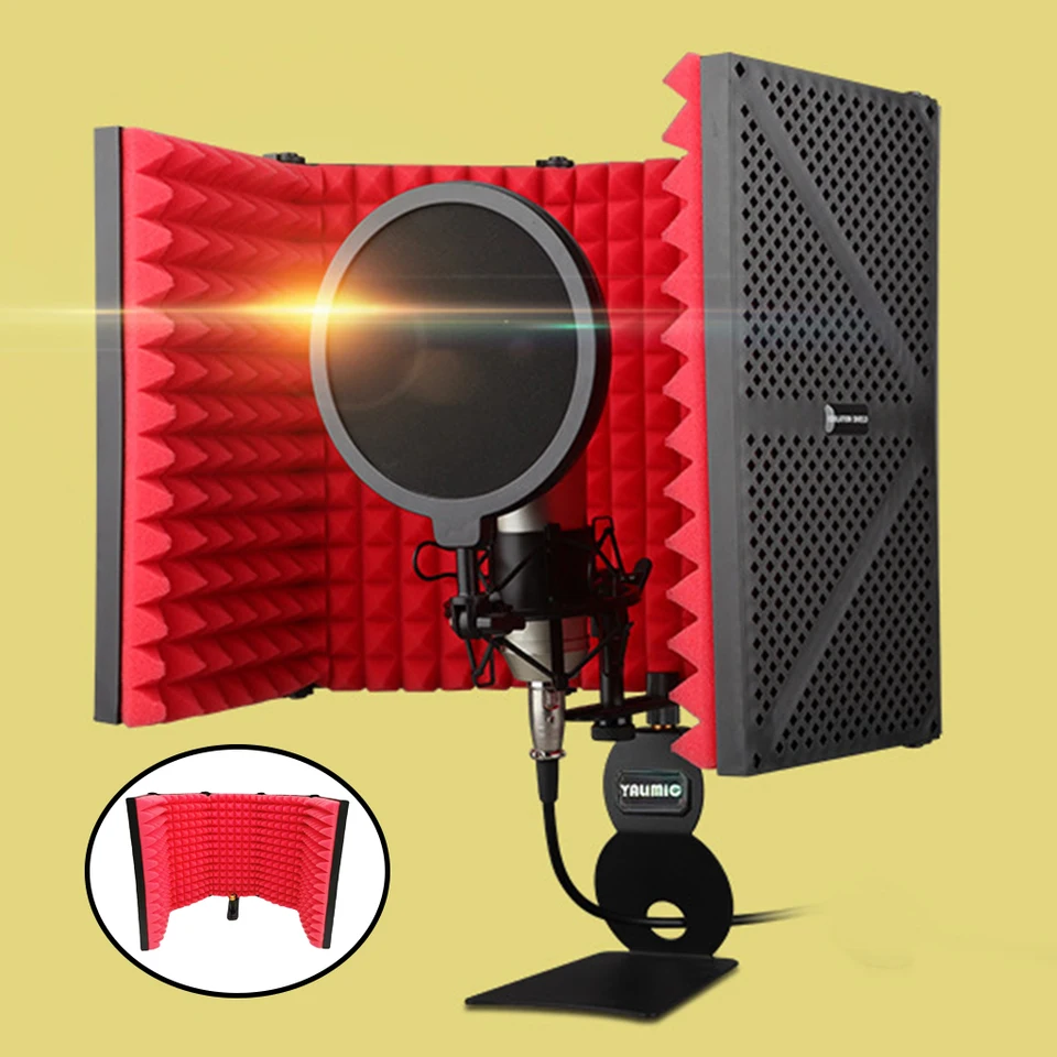 Štúdio mikrofónový štít na nahrávanie vysielania Skladacia pena izolácia štítu nahrávacie štúdio Studio Living Equipment